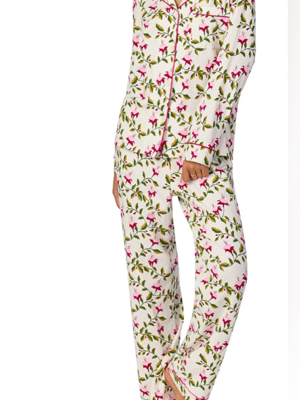BedHead PJs Fuchsia Floral Long Sleeve Pajama Set Medium Organic Cotton